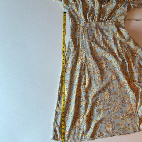 Dizzy Lizzy paisley empire waist A line midi dress tie front and puff sleeves L - Picture 12 of 12
